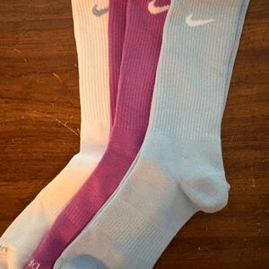 Nike Women's Pastel Crew Socks Trio in Pink, Purple, and Light Blue